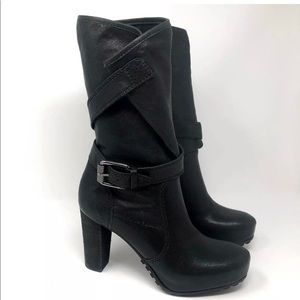 Vera wang lavender Sloan leather heel boots black